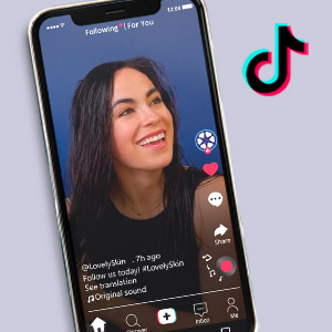 Phone featuring a LovelySkin TikTok & TikTok icon