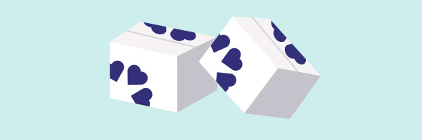 Illustration of LovelySkin branded boxes