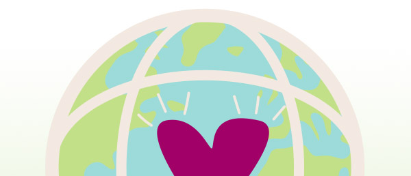 Illustration of earth with a heart in the center