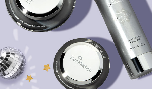 SkinMedica top sellers surrounded by New Year's decor